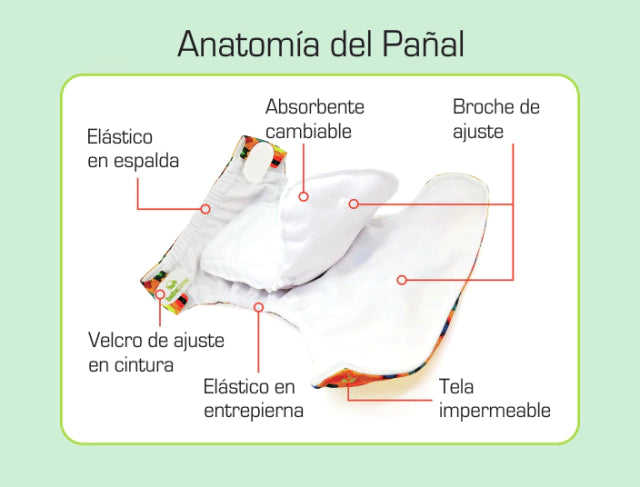 Pack X 3 Pañales Ecológicos Estampados Con Absorbentes Intercambiables X 3 Unidades / Unitalla De 0 A 30 Meses