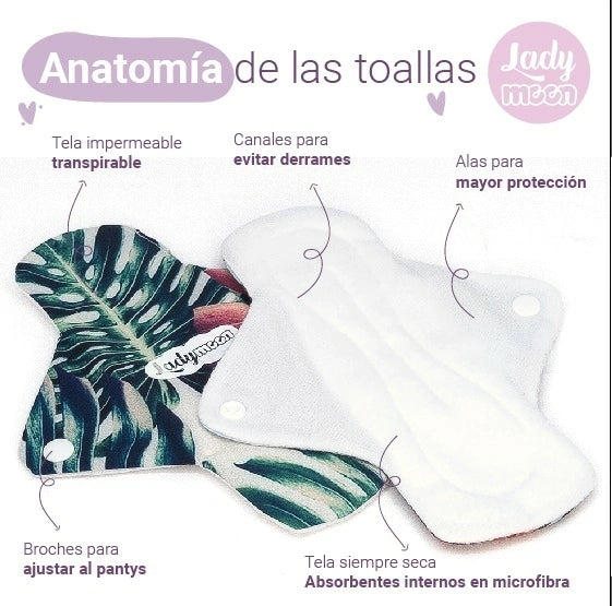 Pack X 3 Toallas Intimas Ecológicas Reutilizables + Bolsita Impermeable